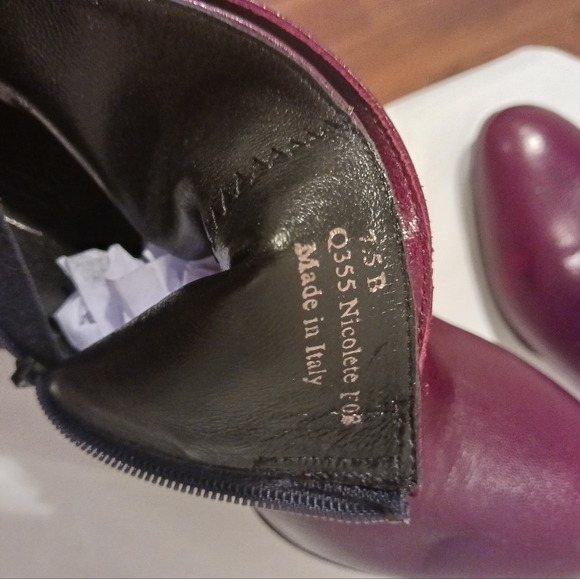 Coach Nicolete Kid Leather Ankle Boots Size 7/7.5B Color Bordeaux Made In Italy - Picture 7 of 8
